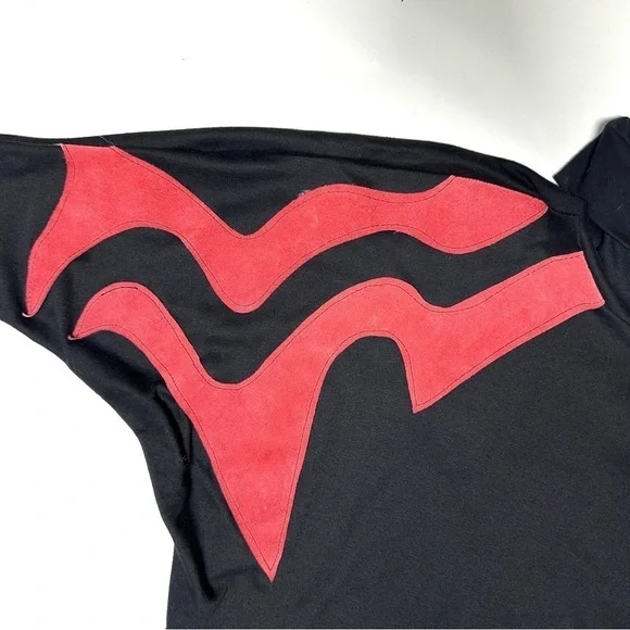 Vintage Osgood Smuk Leather Appliqué Black Knit Turtleneck Dolman Bat Sleeves M - Picture 8 of 14